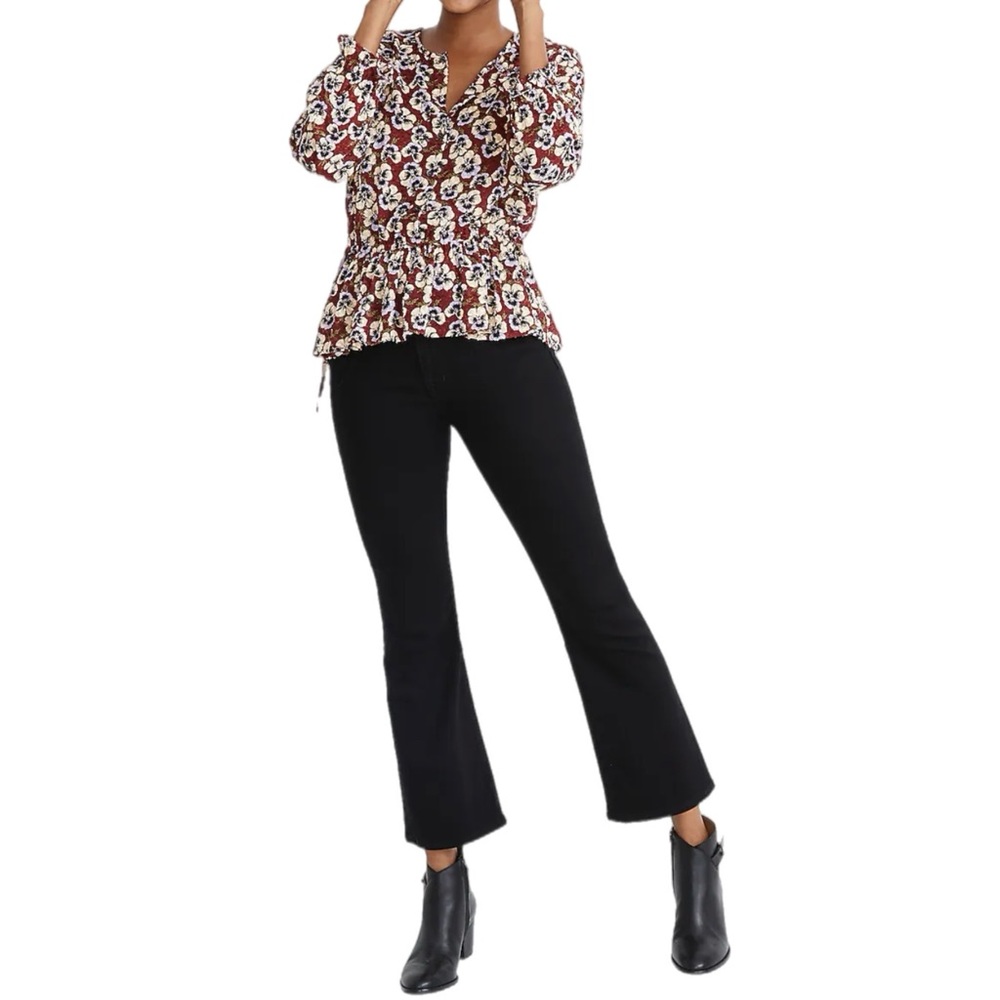 Madewell Drawstring Ruffle-Hem Top - Picture 2 of 9